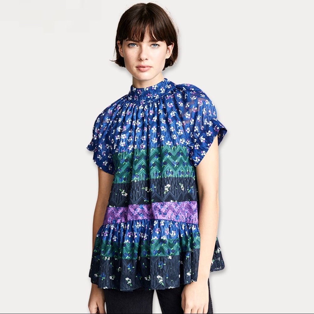 OPENING CEREMONY Floral Drop Ruffle Blouse